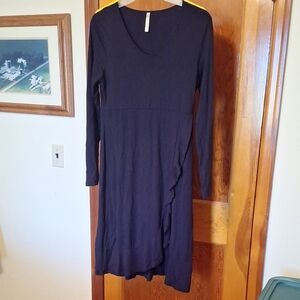 Black Asymmetrical Ruffled Sheath Dress